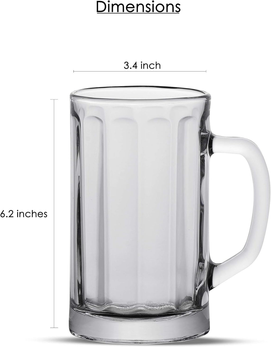 17 Ounce Clear Beer Mugs, Set of 6 V610