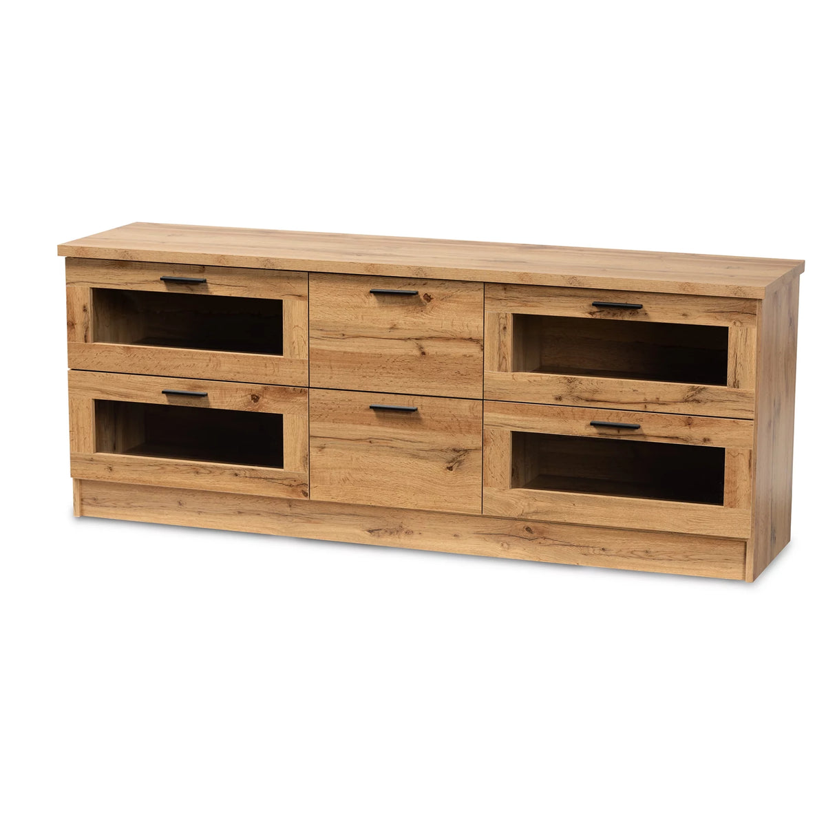 Oak Brown Finished Wood 2-Drawer TV Stand R207288