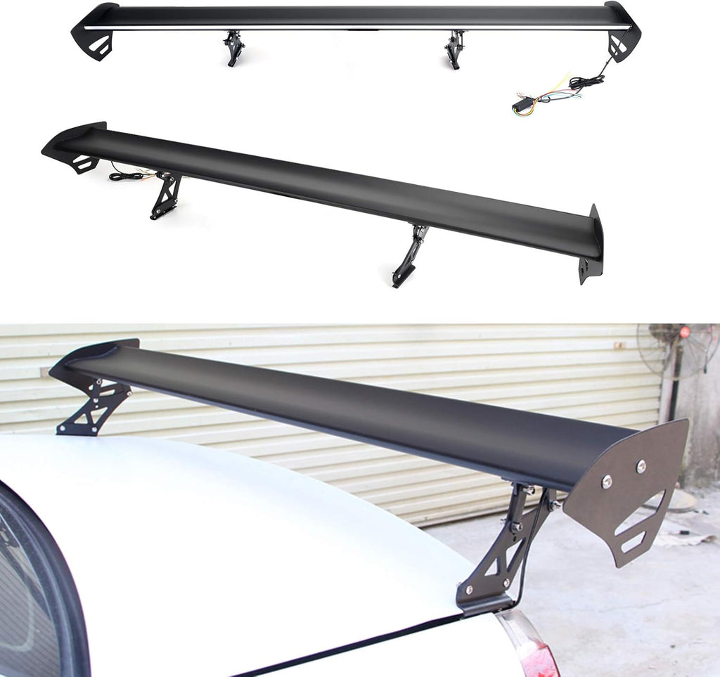 Adjustable Aluminum Rear Trunk Wing Spoiler With LED A7346