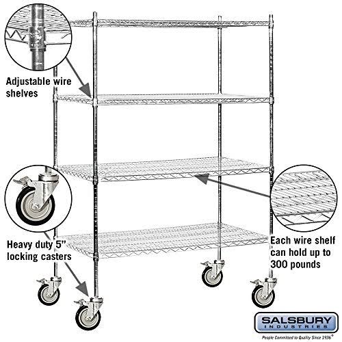 Wire 4 Shelf Shelving Unit Mobile Chrome X857403