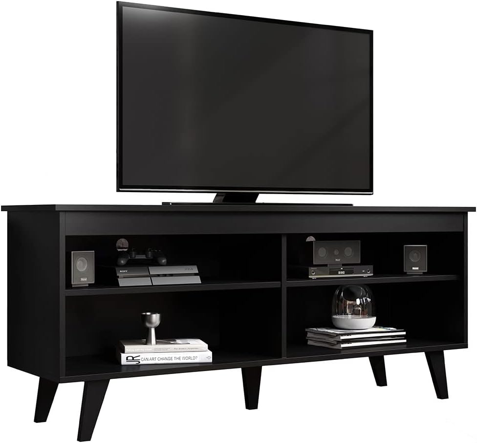 Black Wood TV Console Table with Storage Q4399