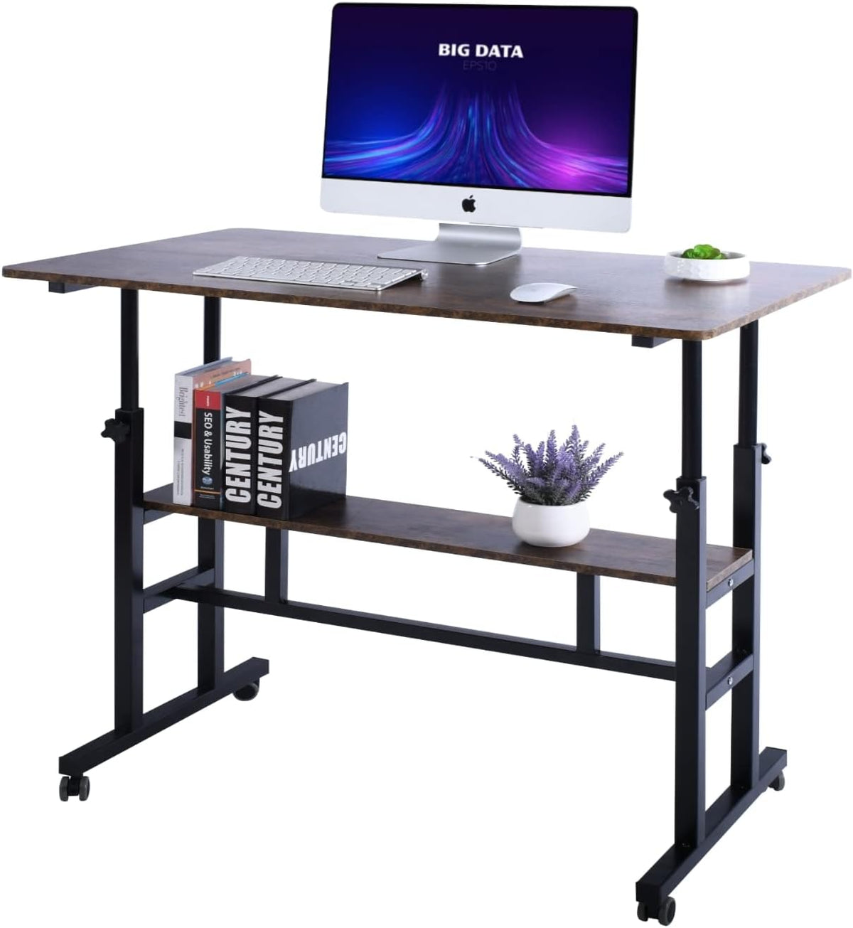 Adjustable Rolling Standing Desk, Black K537547