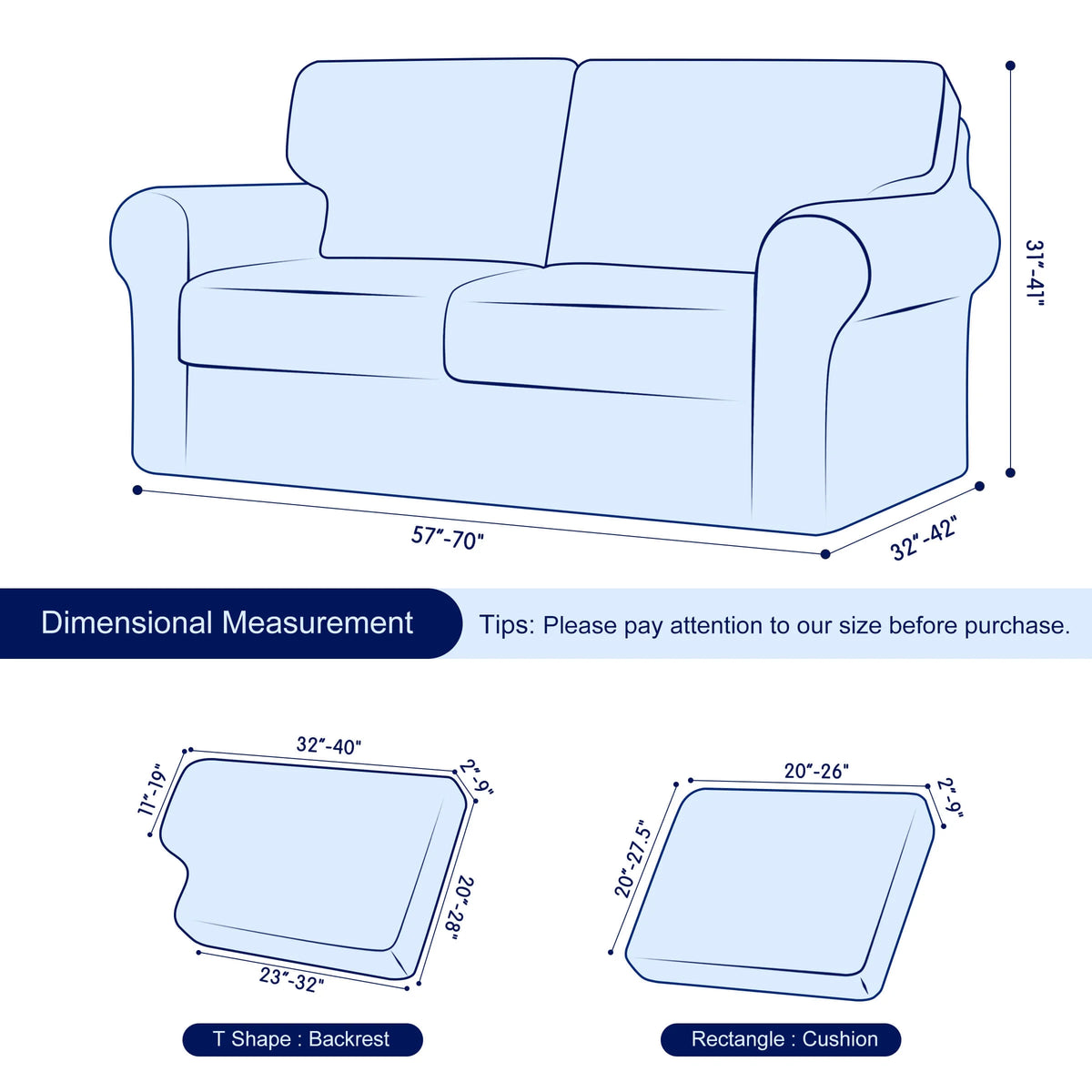 Navy Stretch Sofa Slipcover Set 5 Pieces Z347725