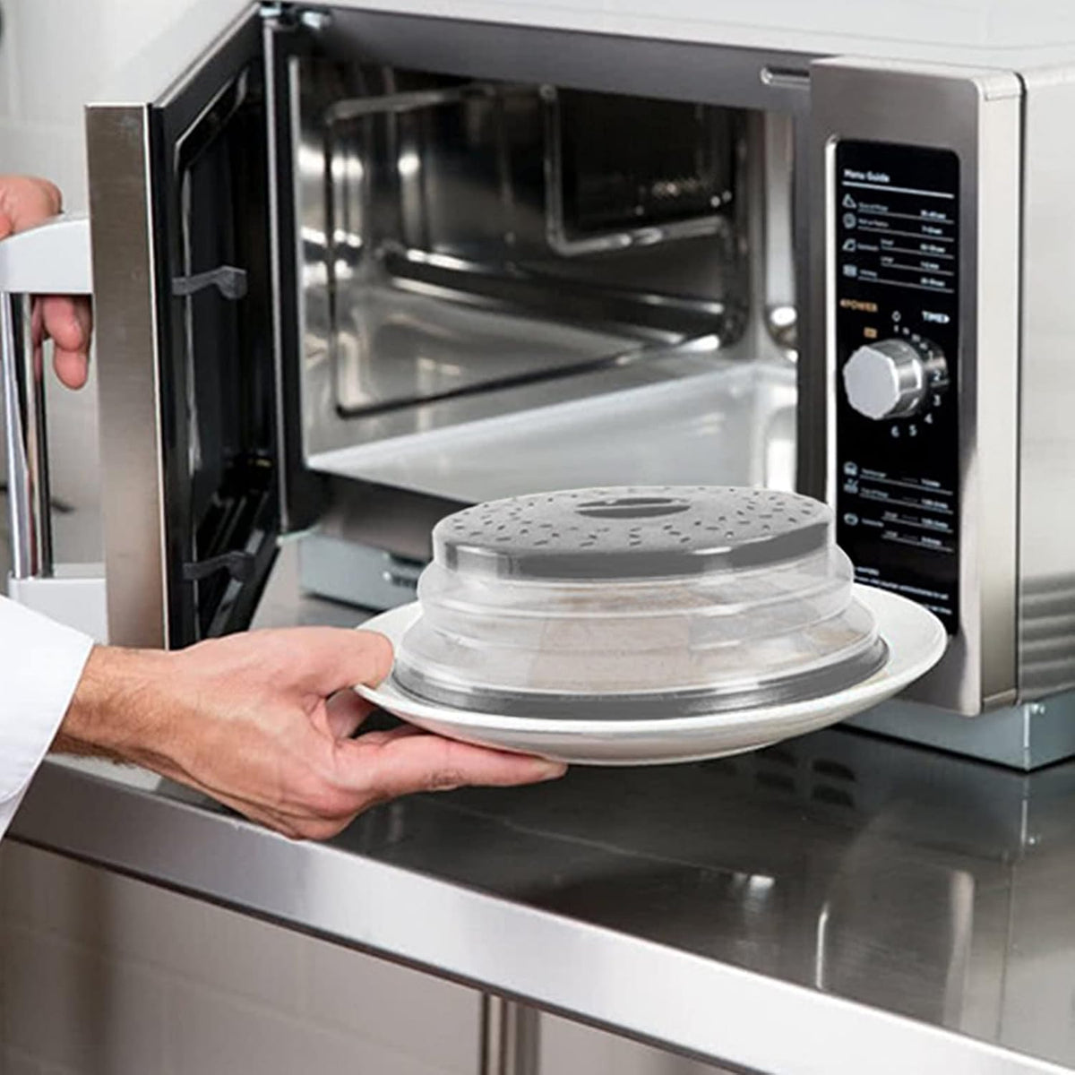 Gray 10.5 inch Vented Collapsible Microwave Plate Cover C21417