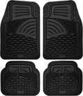 All Weather Heavy Duty Rubber Floor Mats 4 Piece Set Black P49767