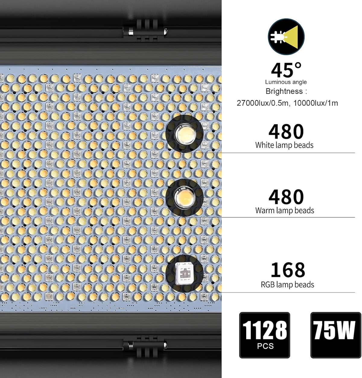 75W RGB LED Video Light 3 Packs Q630327