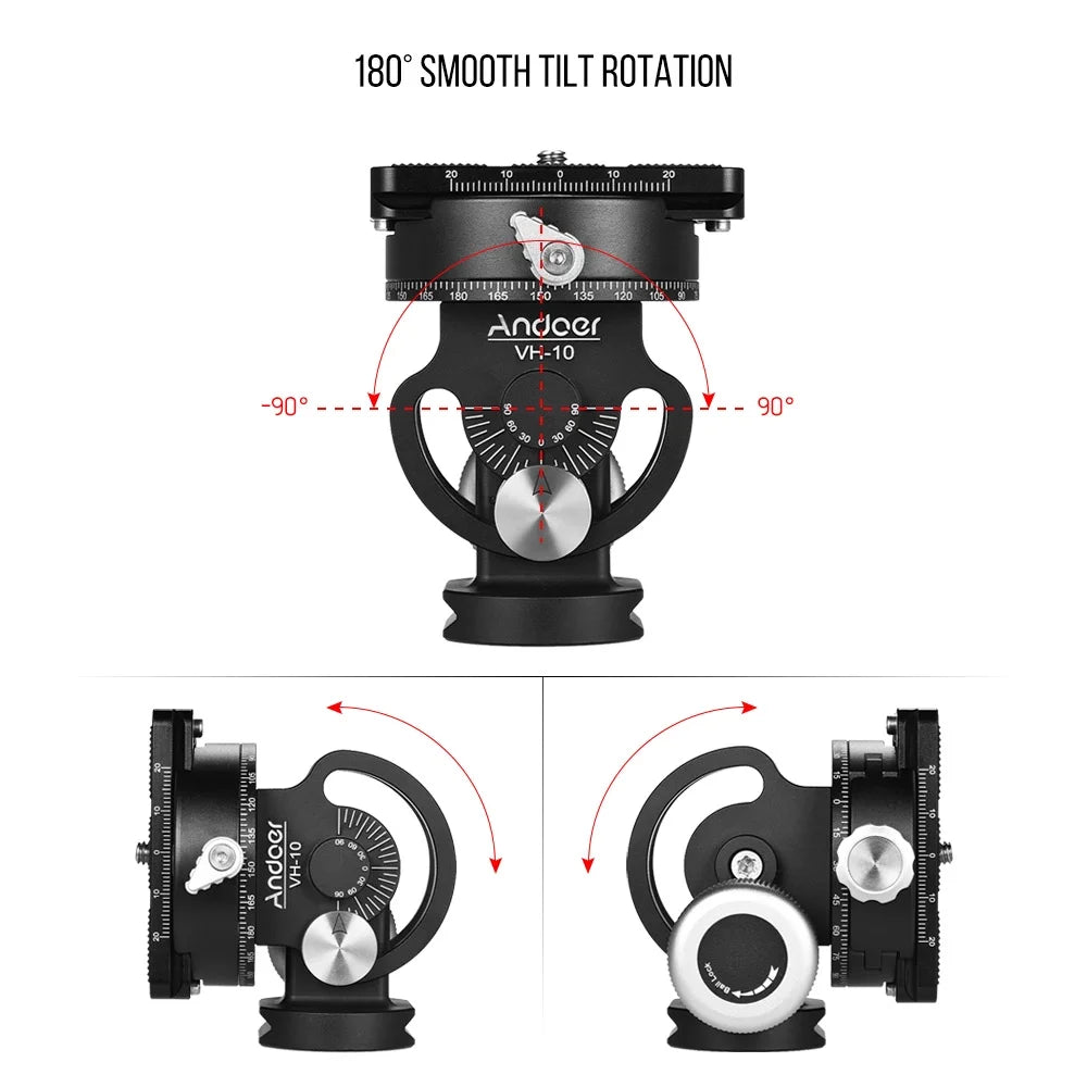 2 Way Pan/Tilt Tripod Head with Quick Release Plate Y489