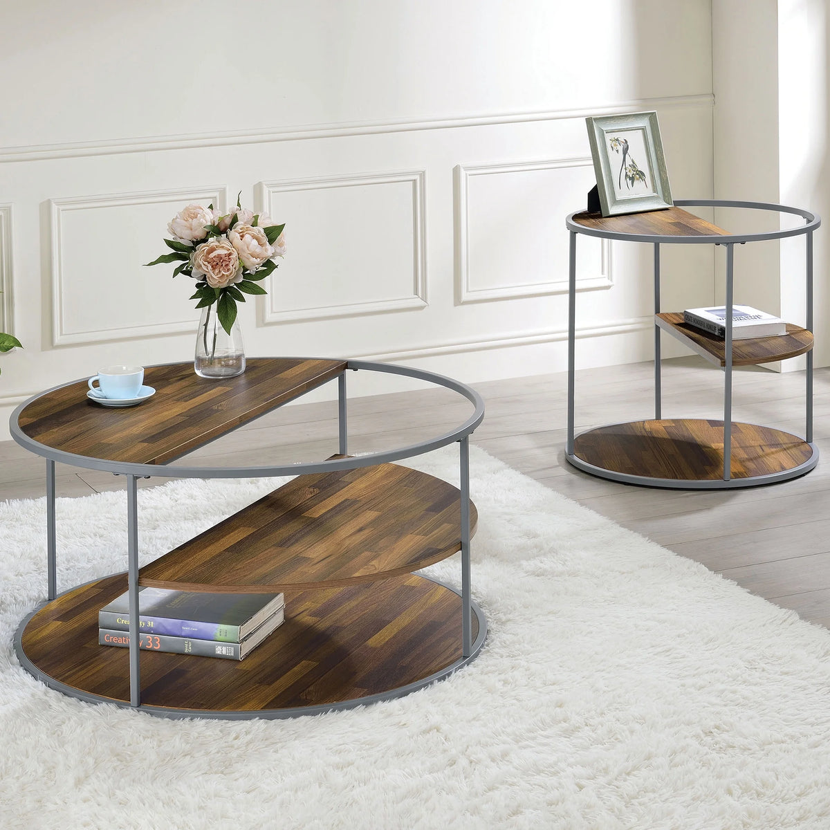 2-Piece Gray Coffee Table Set D477