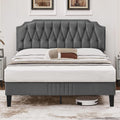 Queen Size Velvet Upholstered Platform Bed with Curved Headboard P924735