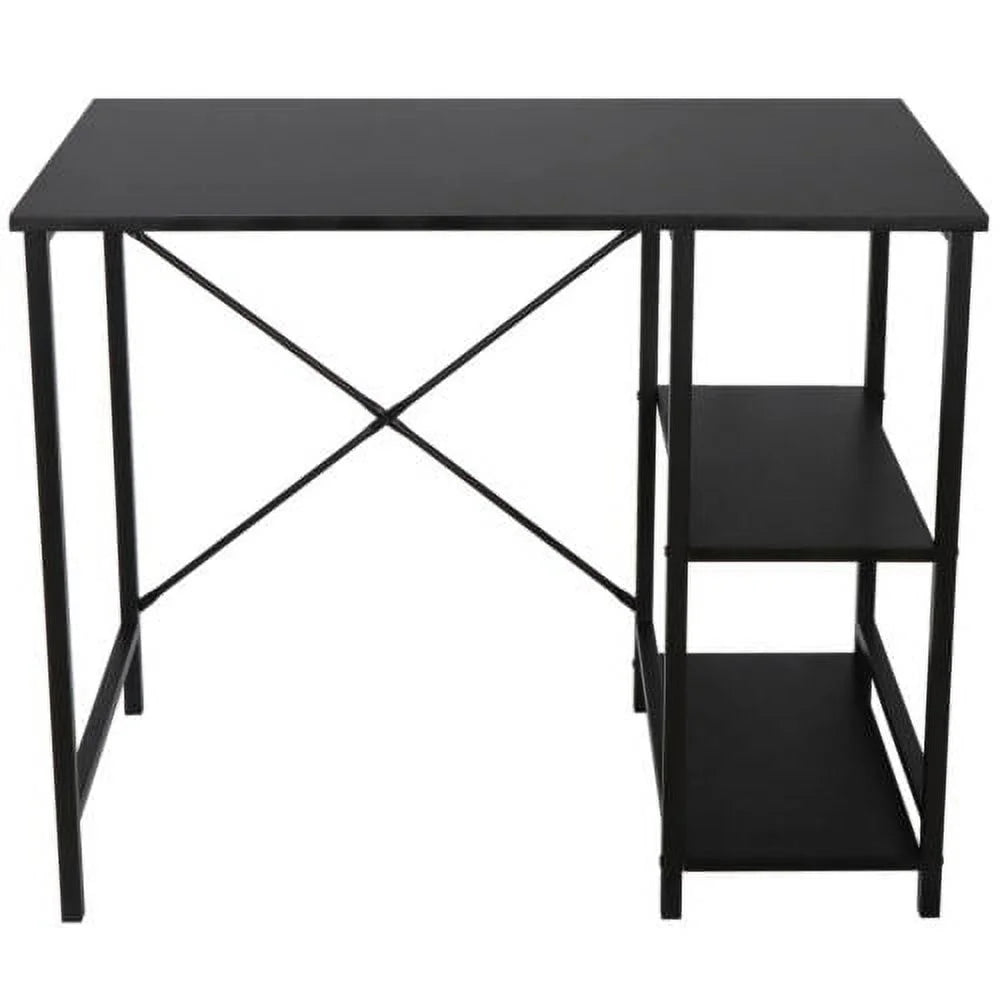 Black Computer Desk with 2 Tier Shelves 36" H35109