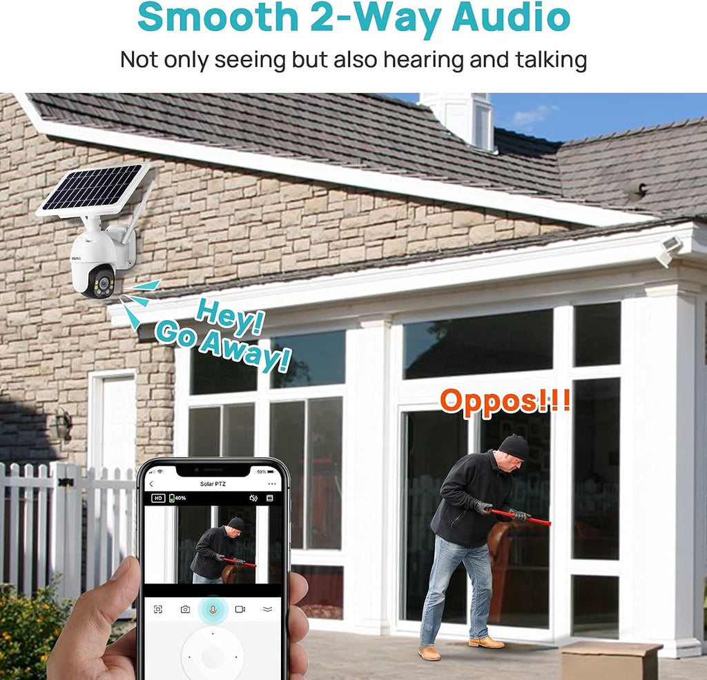 Wireless 1080P Solar Battery Powered WiFi Security Camera with 4X Digital Zoom I112722