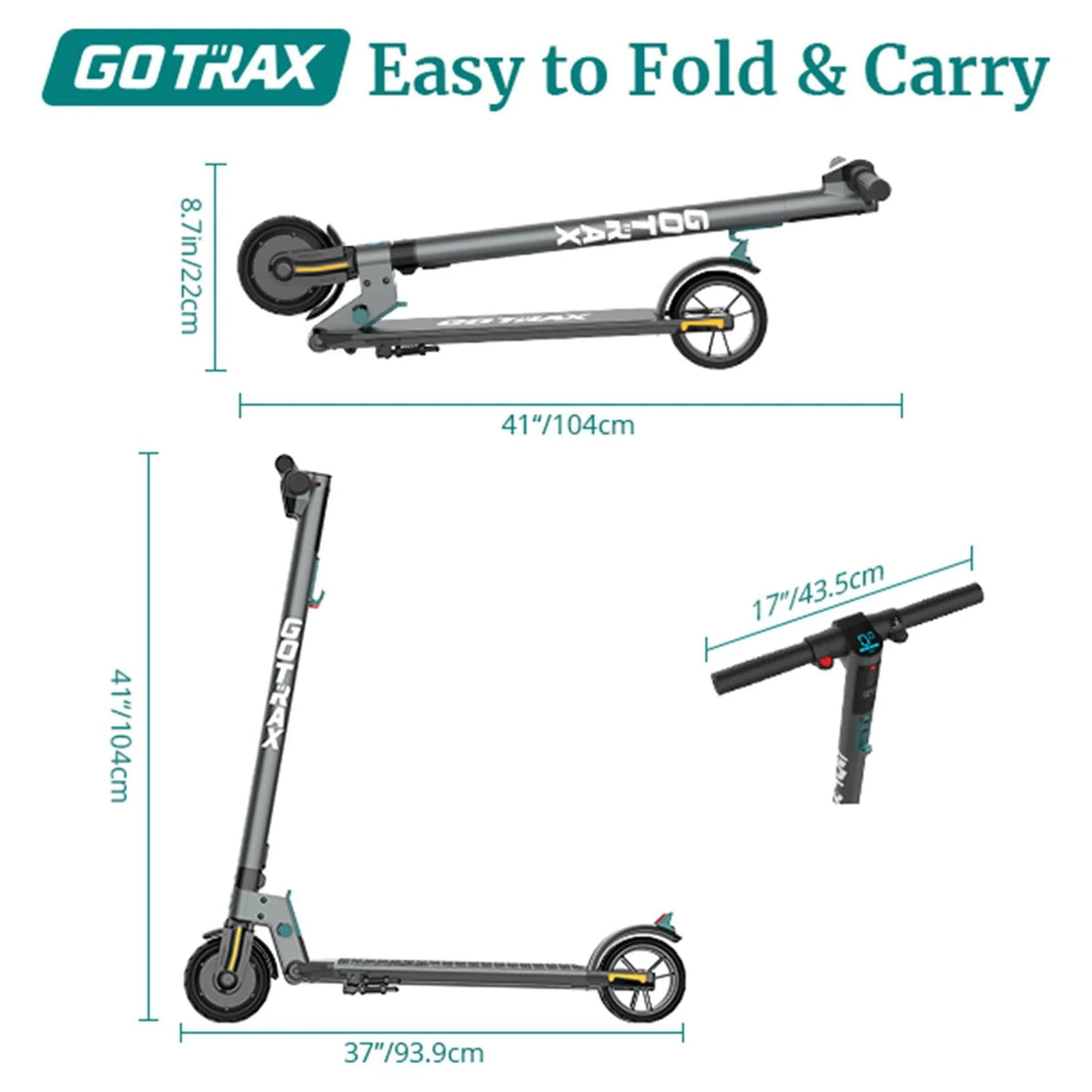Foldable Electric Scooter with 6 Tires, 200W 12mph, Gray C16793