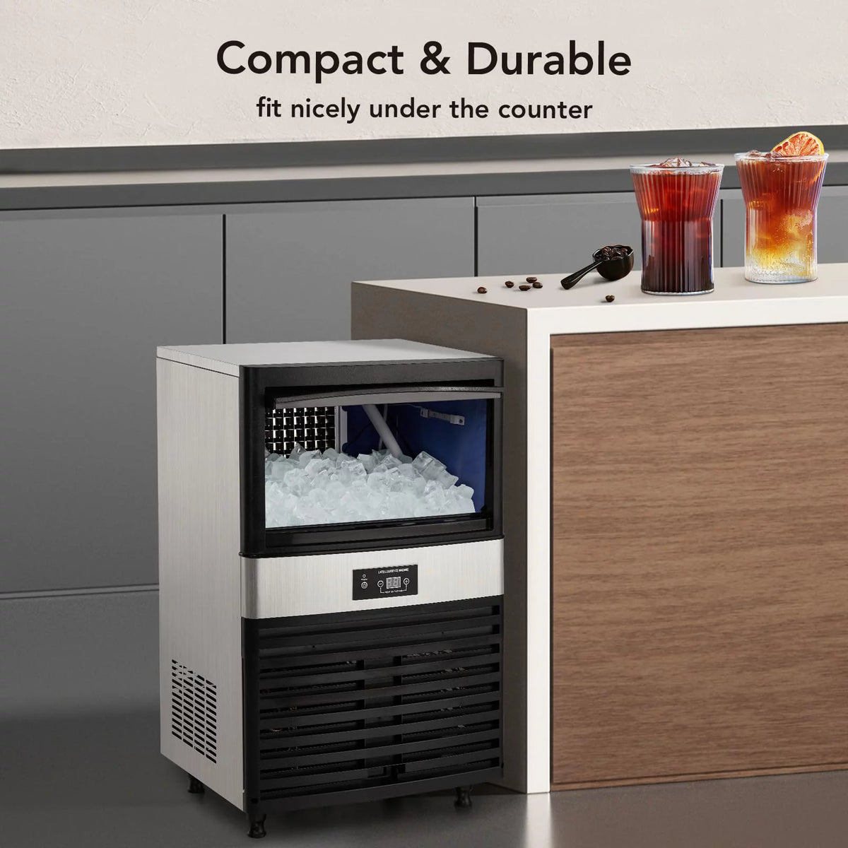 Commercial Stainless Steel Ice Maker Machine with 33lbs Ice Storage K859