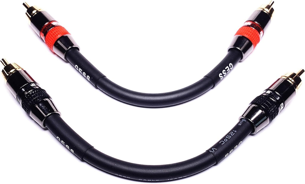 Low Noise 12 Gauge RCA Audio Patch Cable (1 Foot) Y230