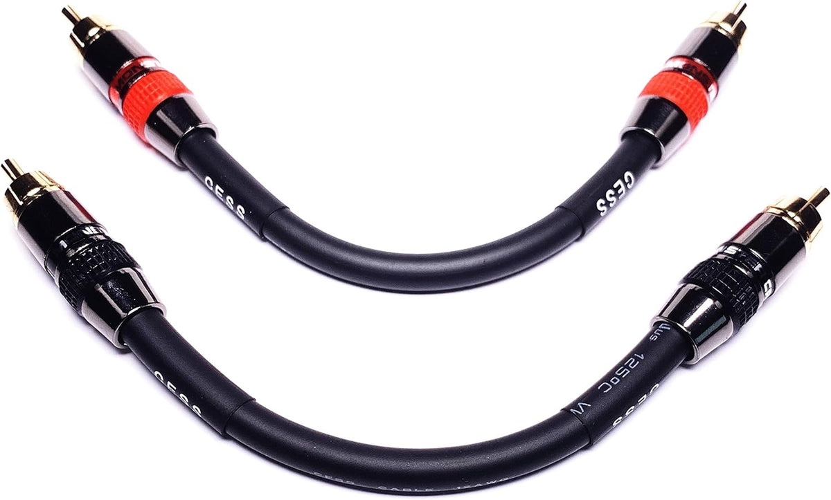 Low Noise 12 Gauge RCA Audio Patch Cable (1 Foot) Y230