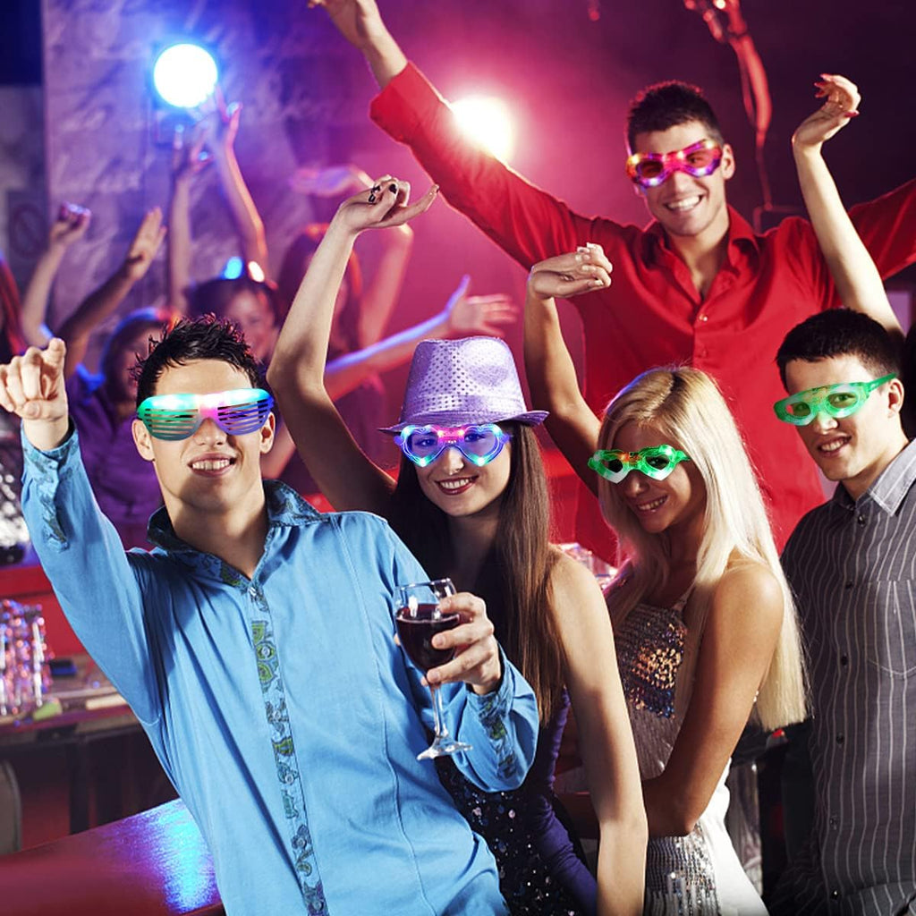 21 Pcs LED Glasses 7 shapes 6 LED Glow In The Dark Party Supplies W693307
