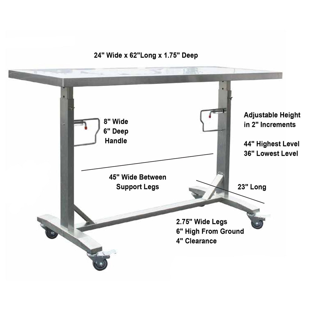 Stainless Steel Adjustable Height Work Table with Locking Casters M737708