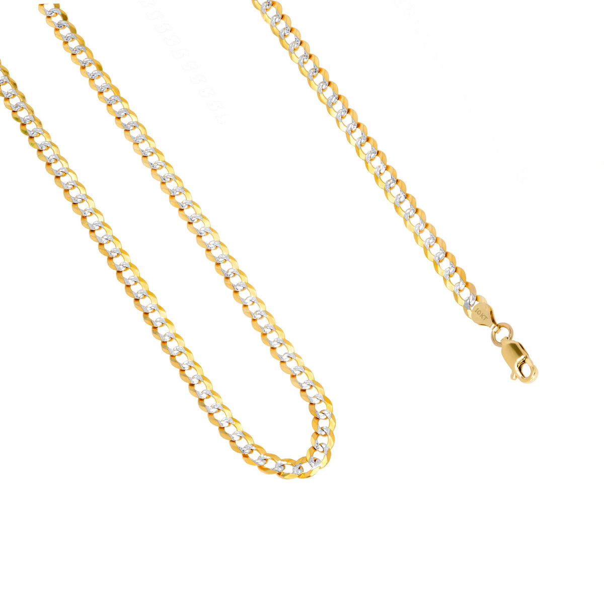 10k Yellow Gold Solid 5mm Cuban Chain Diamond Cut Pave Two Tone Bracelet M4930