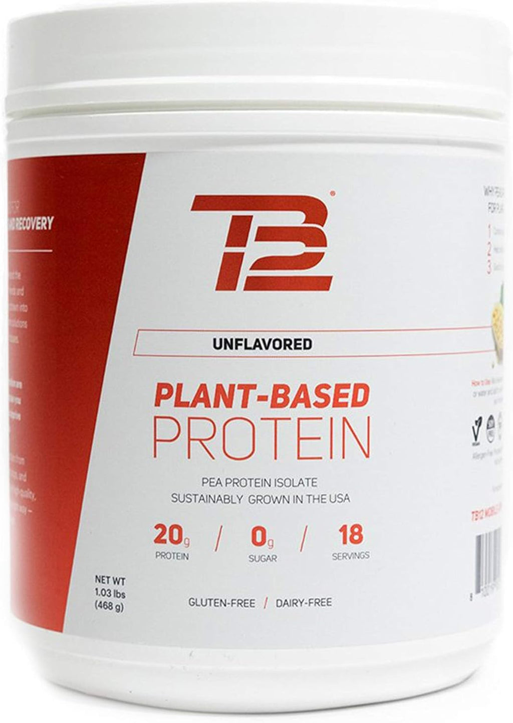 Plant Based Pea Protein Powder Vanilla Vegan 18 Servings Pack of 2 U970493