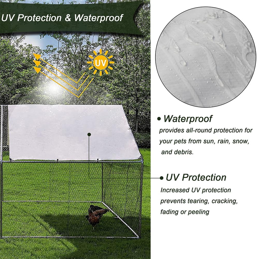 Large Metal Chicken Coop with Waterproof Cover (10' L x 13 W x 6.56' H) G704
