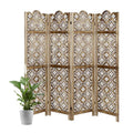 Grey 6 Panel Room Divider with Hand Carved Folding Privacy Screen N629