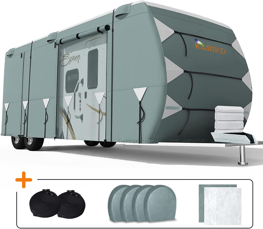 5 Layers Waterproof RV Cover with Straps & Tire Covers Y213945