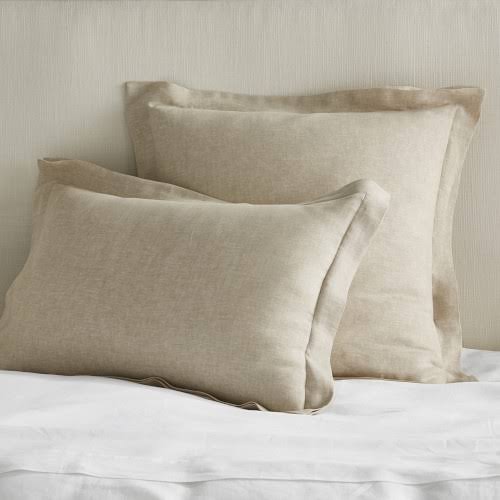 Linen Duvet Cover & Shams, Euro Sham, Flax B2484