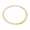 10k Yellow Gold Solid 5mm Cuban Chain Diamond Cut Pave Two Tone Bracelet M4930