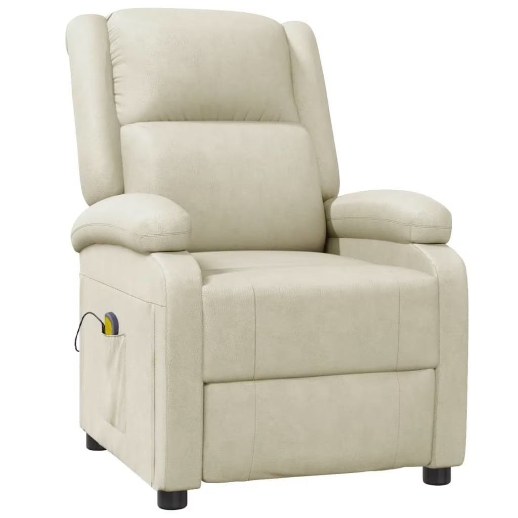 Cream White Faux Leather Massage Chair S23099