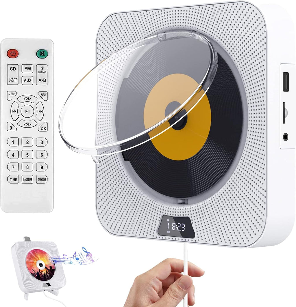 Portable CD Player with Bluetooth, FM Radio, Built-in Speakers, USB Port, AUX Input, LCD Display, Pack of 2 J465959