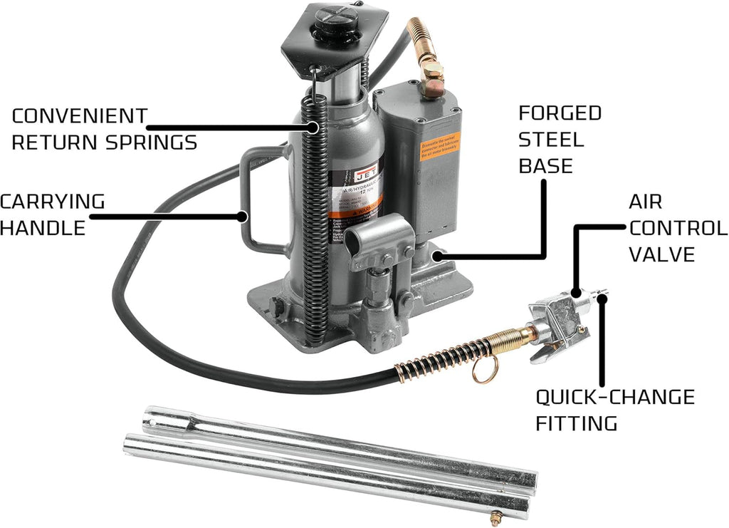 12-Ton Air/Hydraulic Bottle Jack E1406