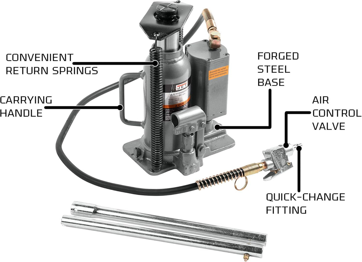 12-Ton Air/Hydraulic Bottle Jack E1406