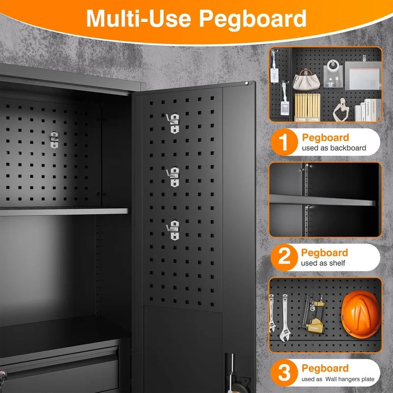 Metal Storage Cabinet with Pegboard F4971