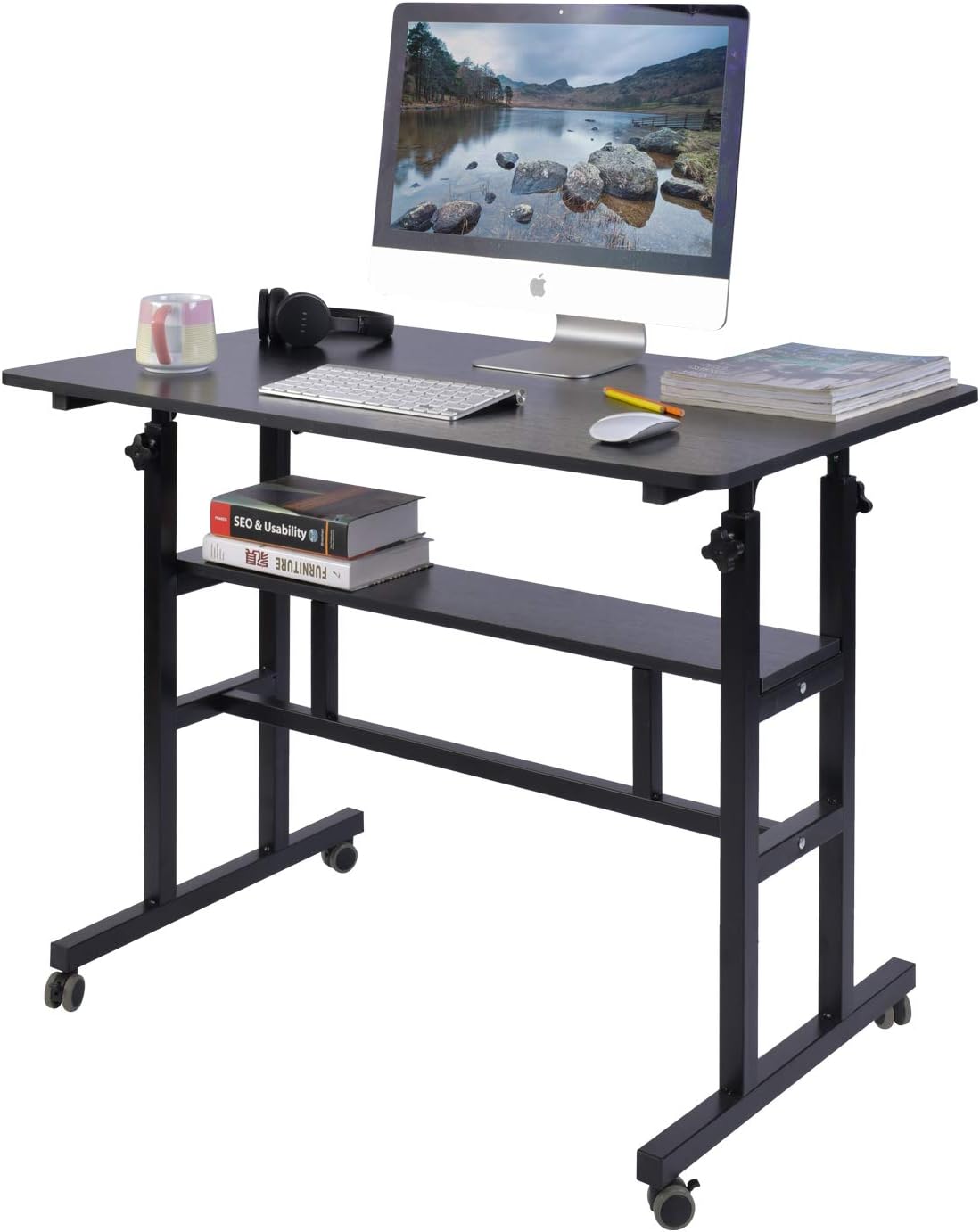 Adjustable Rolling Standing Desk, Black K537547