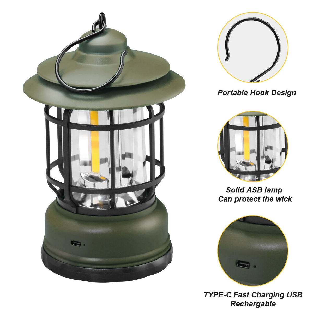 USB Rechargeable LED Camping Lantern Flashlight Lamp V556