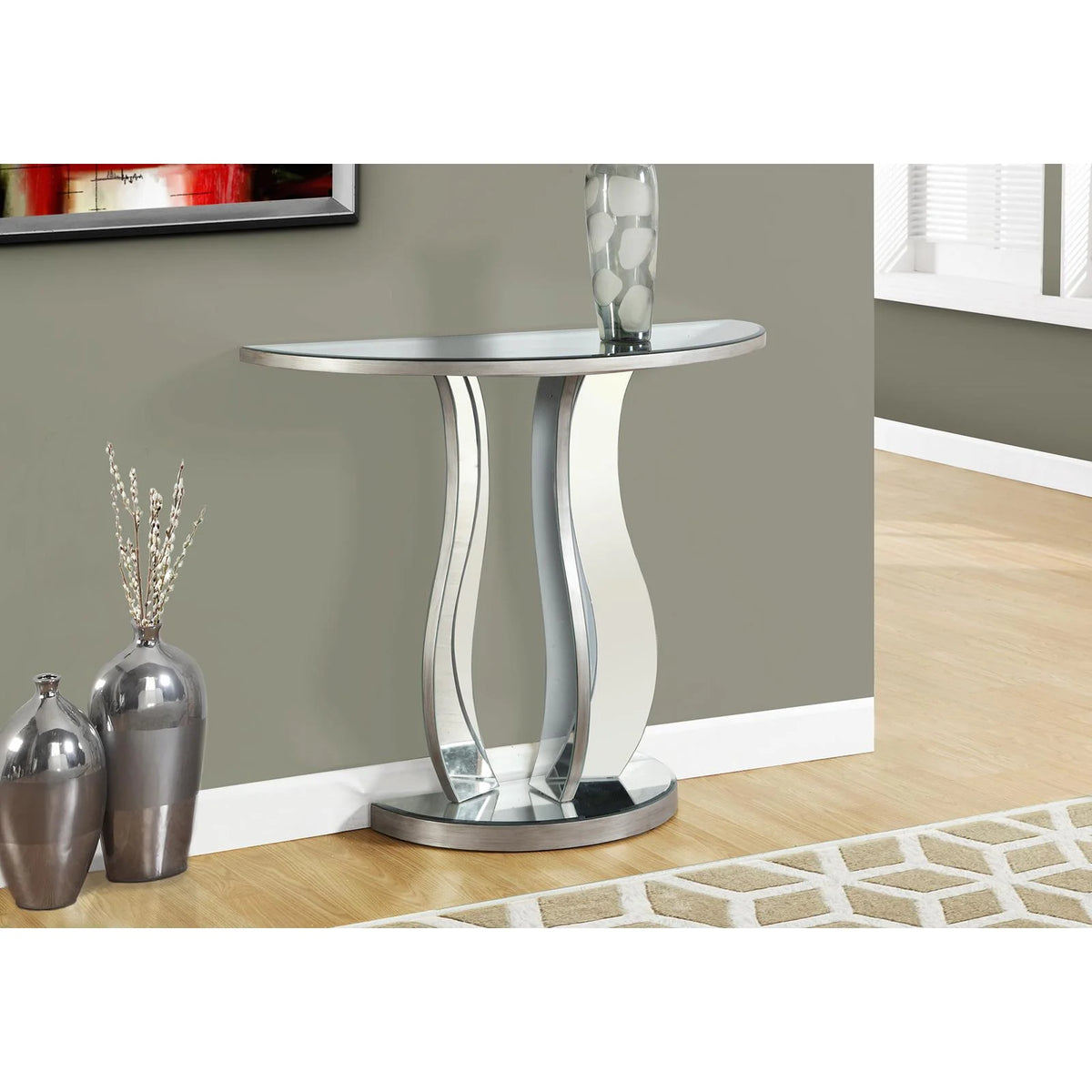 Grey Accent Table Console Mirror L613684