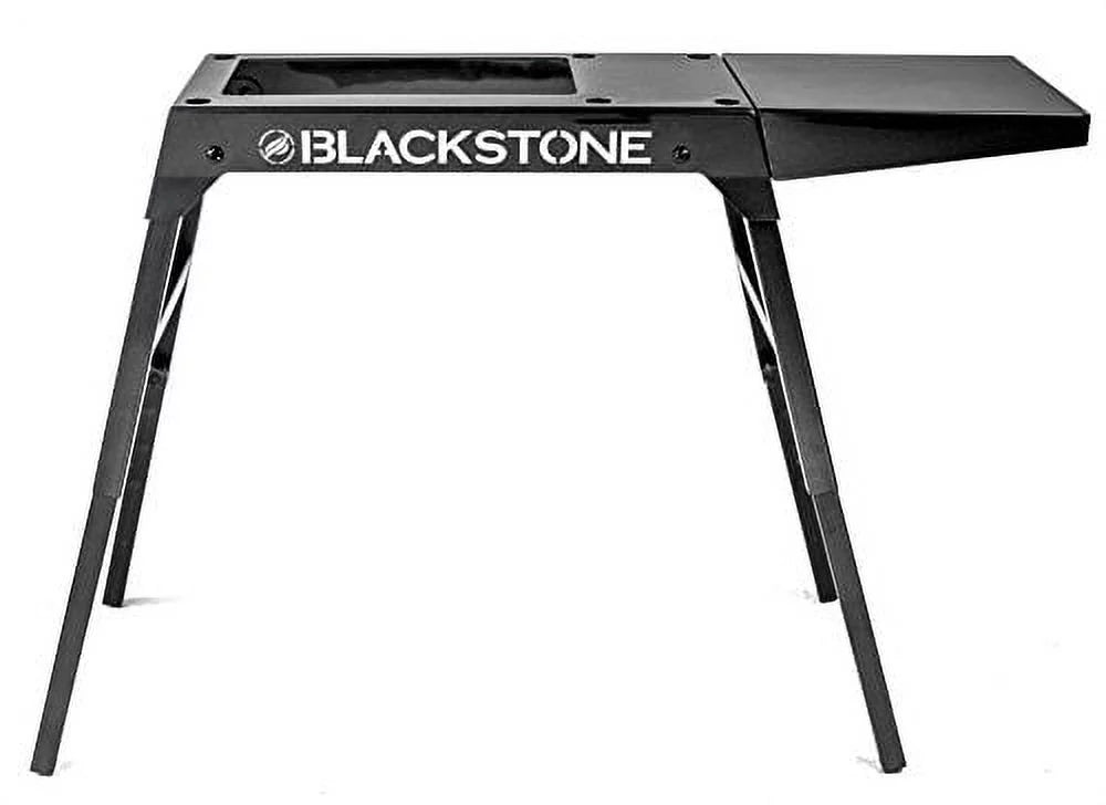 Black Universal Griddle Stand with Adjustable Leg and Side Shelf X411080