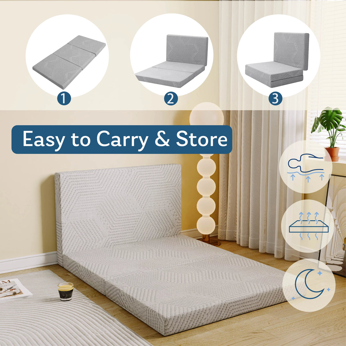 4 inch Tri Folding Memory Foam Mattress A427637