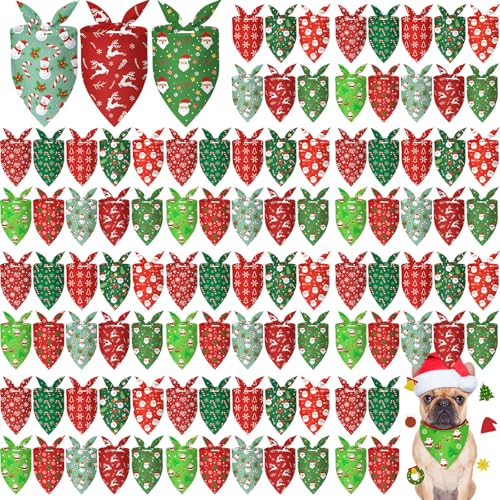 100 Pcs Red Plaid Dog Bandanas G3806