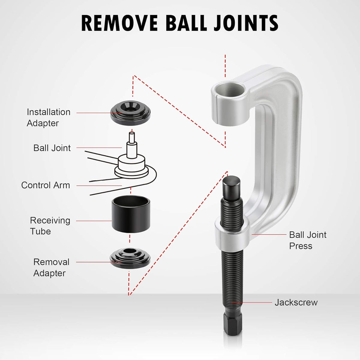 Ball Joint Press & U Joint Removal Tool Kit with 4x4 Adapters, Pack of 2 R498295