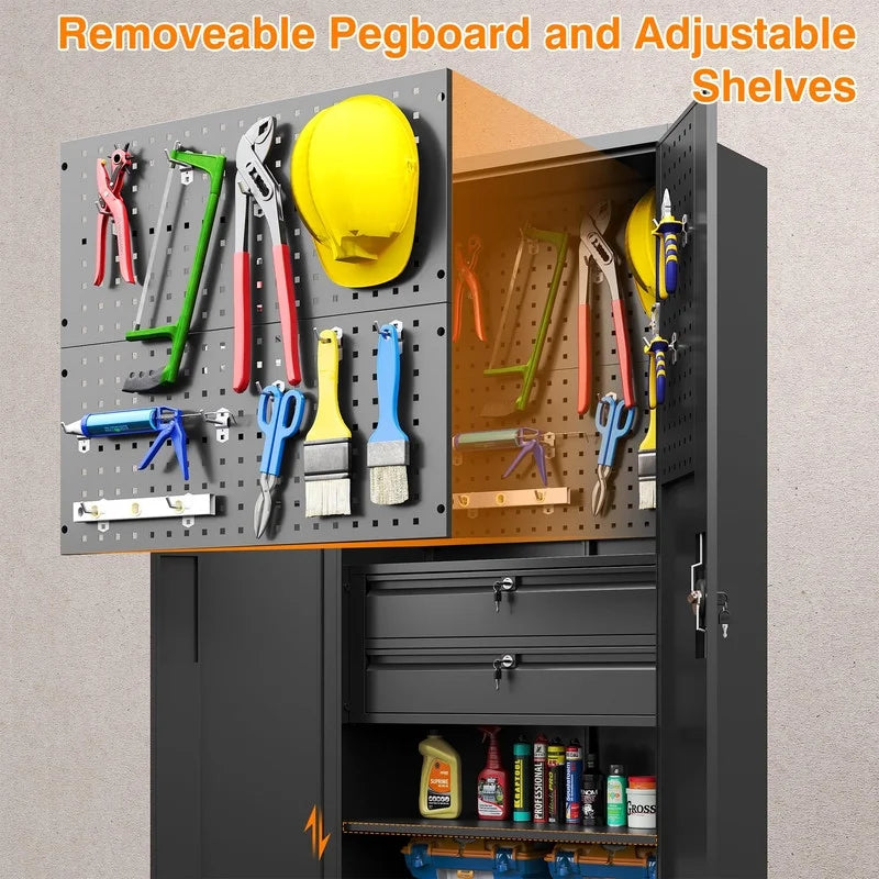 Metal Storage Cabinet with Pegboard F4971