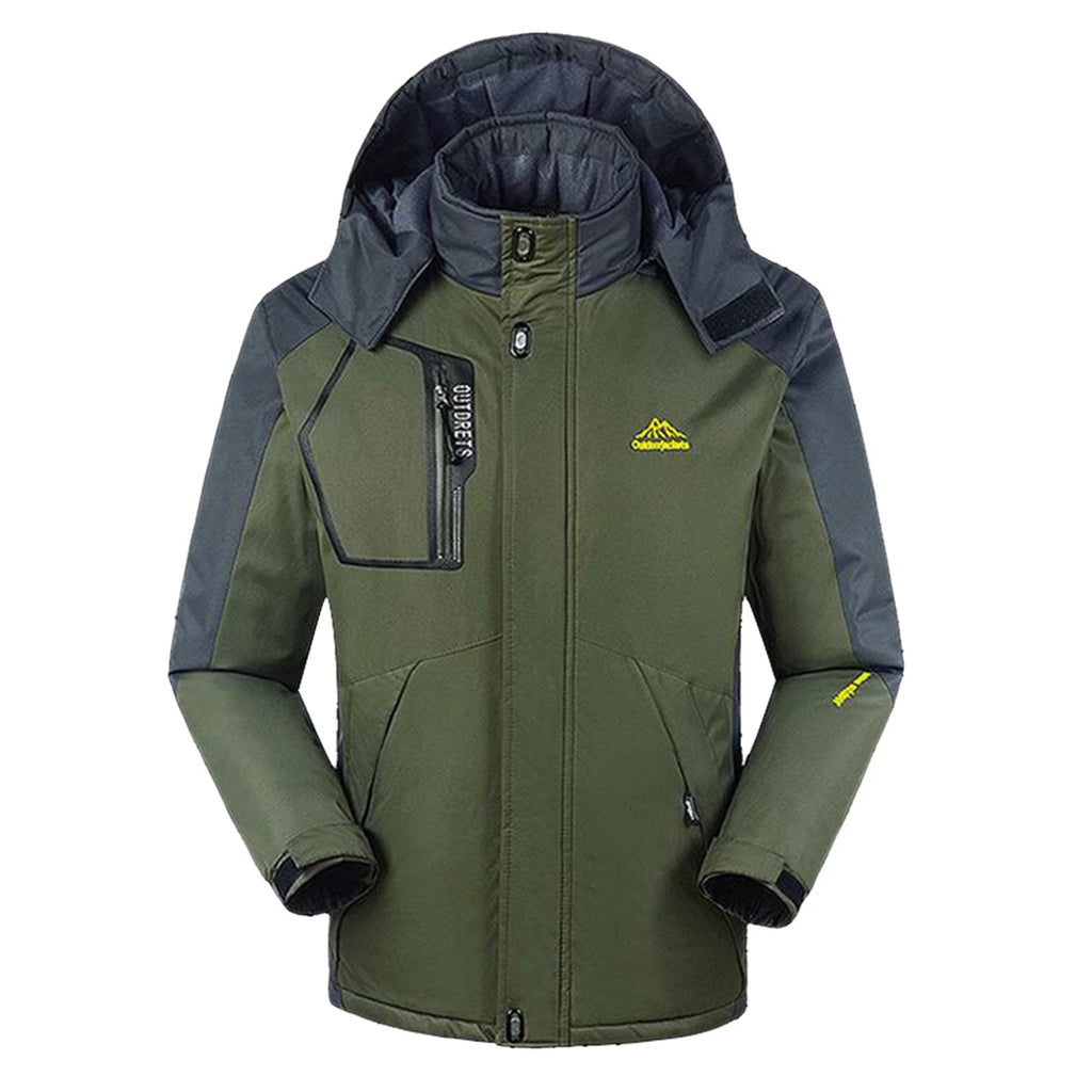 Green Waterproof Ski Jacket with Removable Hood H221