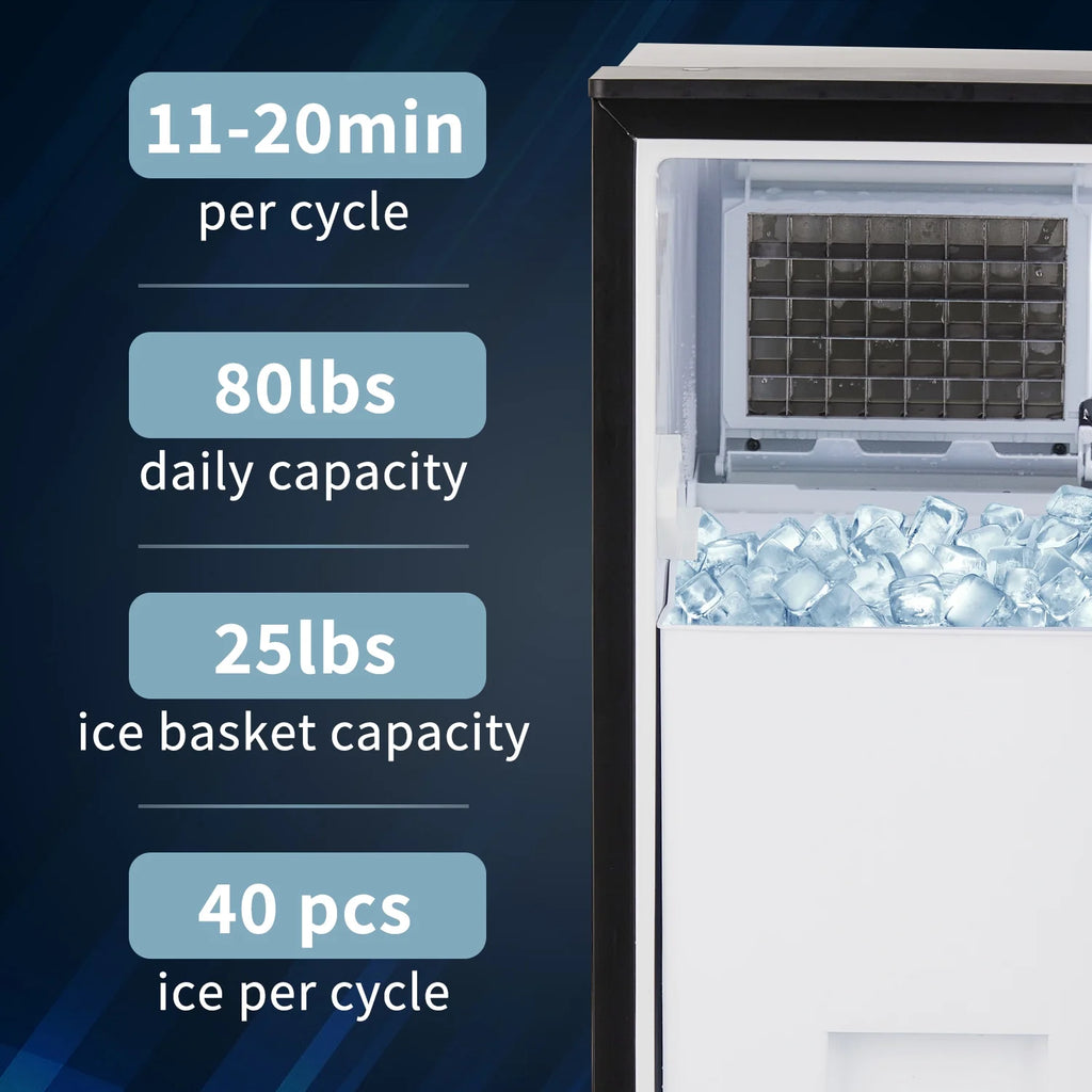 Commercial Ice Maker Machine 80lbs/24H Stainless Steel Black I200630