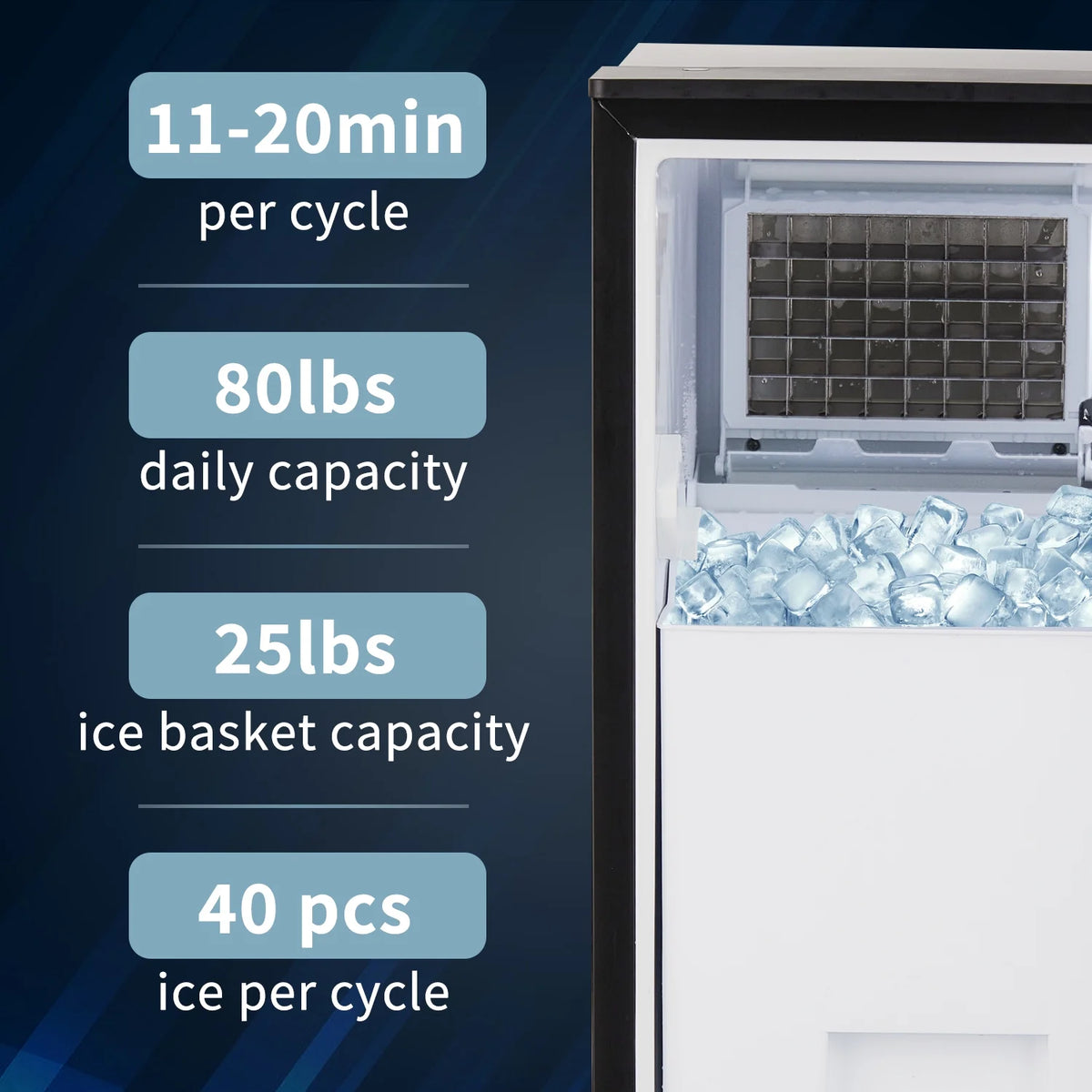 Commercial Ice Maker Machine 80lbs/24H Stainless Steel Black I200630
