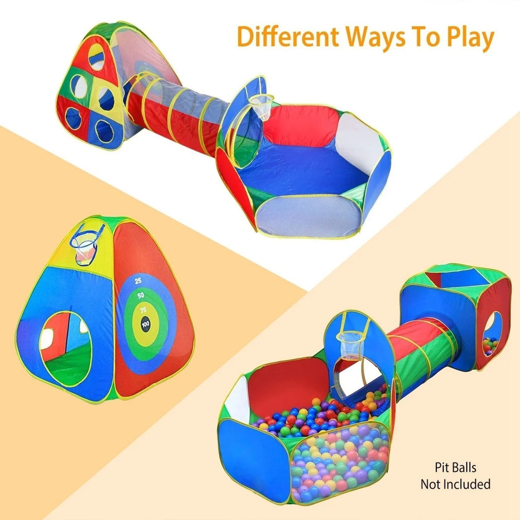 5Pcs Kids Ball Pit Tents Pop Up Playhouse with 2 Crawl Tunnel & 2 Tent H824