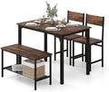 4-Piece Dining Table Set with Bench and Chairs Metal Frame M86175