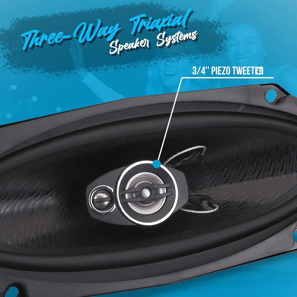 300W 4" x 10" Triaxial Car Stereo Speakers (Pair) B9556