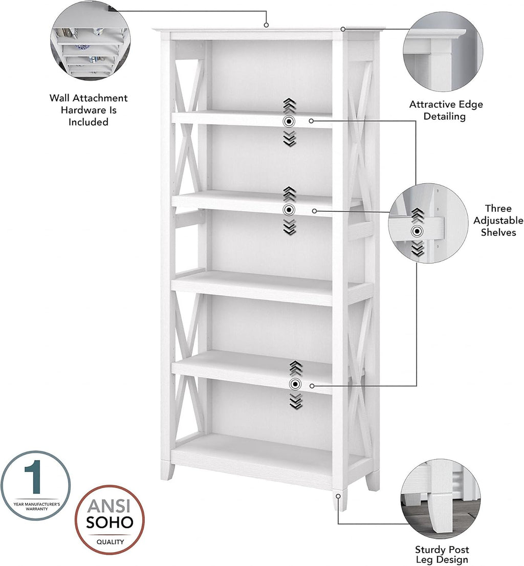 Pure White Oak 5 Shelf Bookcase Set Z29841
