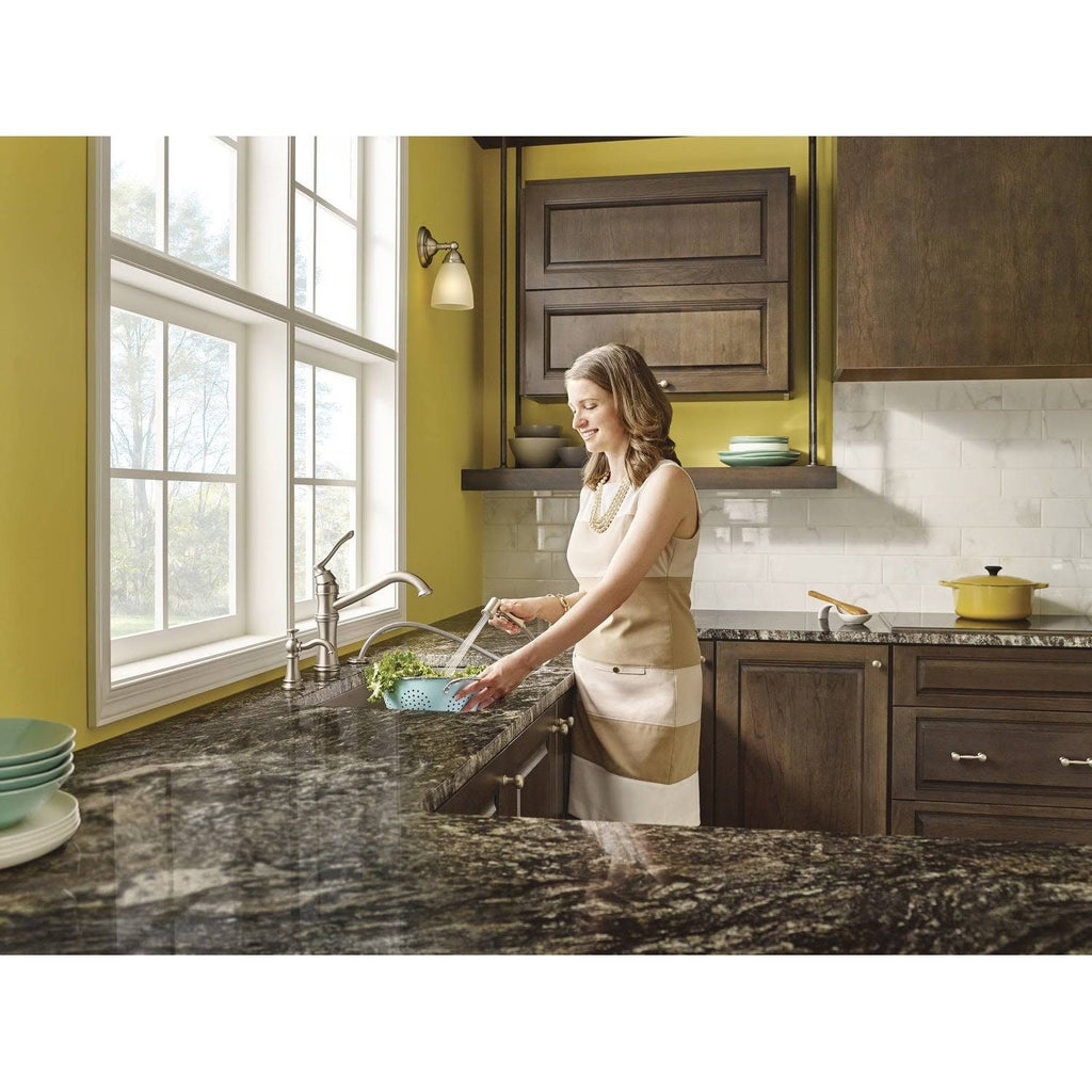 Matte Black High-Arc Single Handle Kitchen Faucet with Side W835