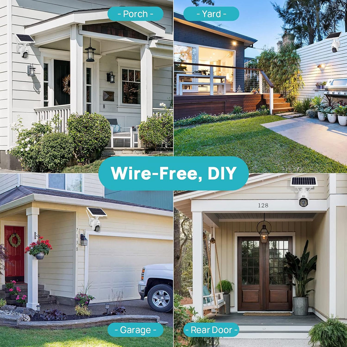 Wireless 1080P Solar Battery Powered WiFi Security Camera with 4X Digital Zoom I112722